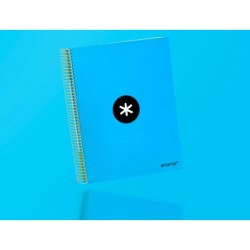 Cuaderno espiral a4 micro antartik tapa forrada 120h 90 gr horizontal 5 bandas 4 taladros color azul