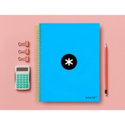 Cuaderno espiral a4 micro antartik tapa forrada 120h 90 gr horizontal 5 bandas 4 taladros color azul