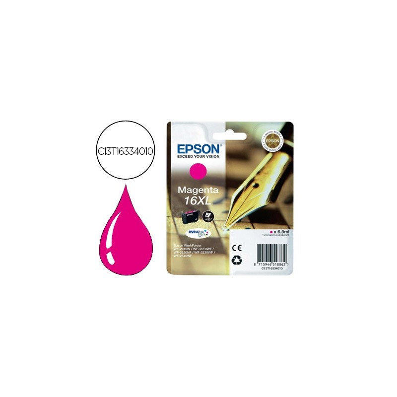 Ink-jet epson 16xl wf2010w wf2510wf wf2520nf wf2530wf wf2540wf magenta 450 pag