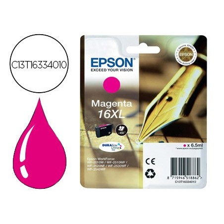 Ink-jet epson 16xl wf2010w wf2510wf wf2520nf wf2530wf wf2540wf magenta 450 pag