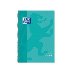 Bloc espiral oxford tapa extradura microperforado din a4 80 hojas cuadros 5 mm color menta hielo