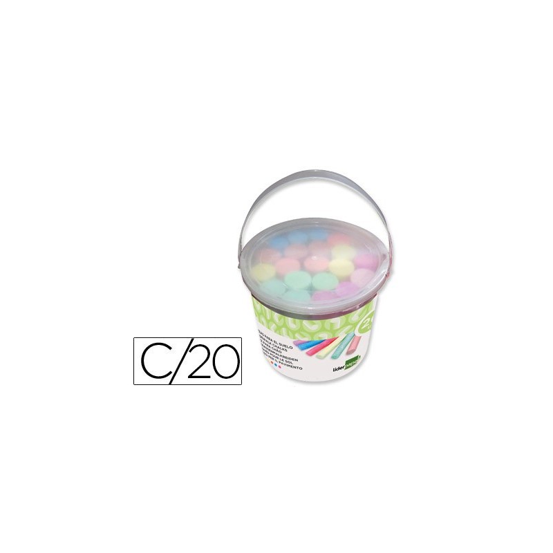 Tiza color liderpapel para suelo cubilete de 20 unidades colores surtidos