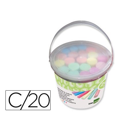 Tiza color liderpapel para suelo cubilete de 20 unidades colores surtidos