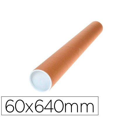 Tubo de carton q-connect portadocumentos cartoncillo encolado reciclado 1,8 mm con 2 tapas de plastico 60x640 mm