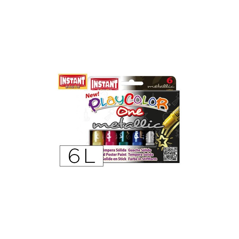 Tempera solida en barra playcolor escolar caja de 6 colores metalizados surtidos Tempera solida en barra playcolor escolar caja de 6 colores metalizados surtidos