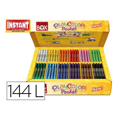 Tempera solida en barra playcolor pocket escolar caja de 144 unidades 12 colores surtidos