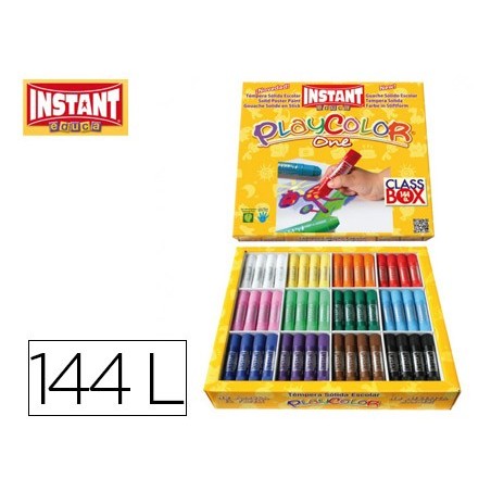 Tempera solida en barra playcolor escolar caja de 144unidades 12 colores surtidos