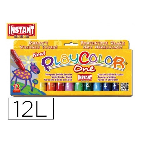 Tempera solida en barra playcolor escolar caja de 12 colores surtidos