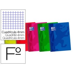 Bloc espiral oxford tapa plastico optik paper folio 80 hojas 90 gr cuadros 4 mm