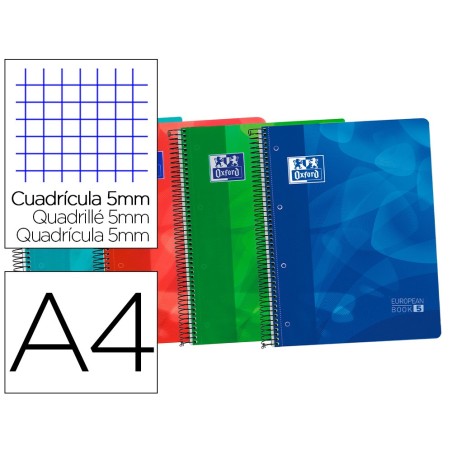 Bloc espiral oxford tapa plastico optik paper microperforado din a4 120h cuadro 5 mm colores surtidos