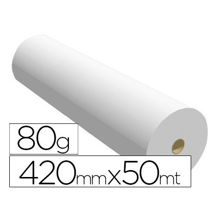 Papel reprografia para plotter 420mmx50mt 80gr impresion ink-jet