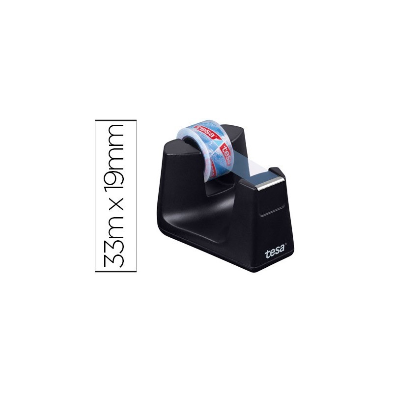 Portarrollo sobremesa tesa plastico easy cut smat para cintas de 33 mt color negro