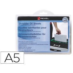 Hojas lubricantes rexel para destructora paquete de 20 hojas tamaño din a5