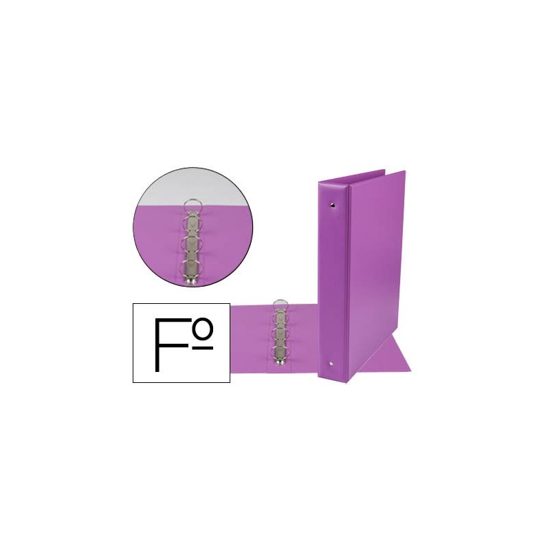 Carpeta liderpapel 4 anillas 40 mm redondas plastico folio color lila