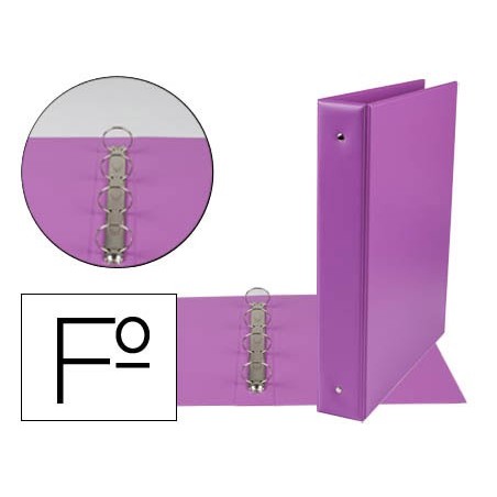 Carpeta liderpapel 4 anillas 40 mm redondas plastico folio color lila
