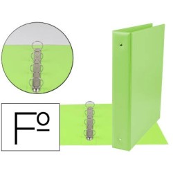 Carpeta liderpapel 4 anillas 40 mm redondas plastico folio color verde pistacho