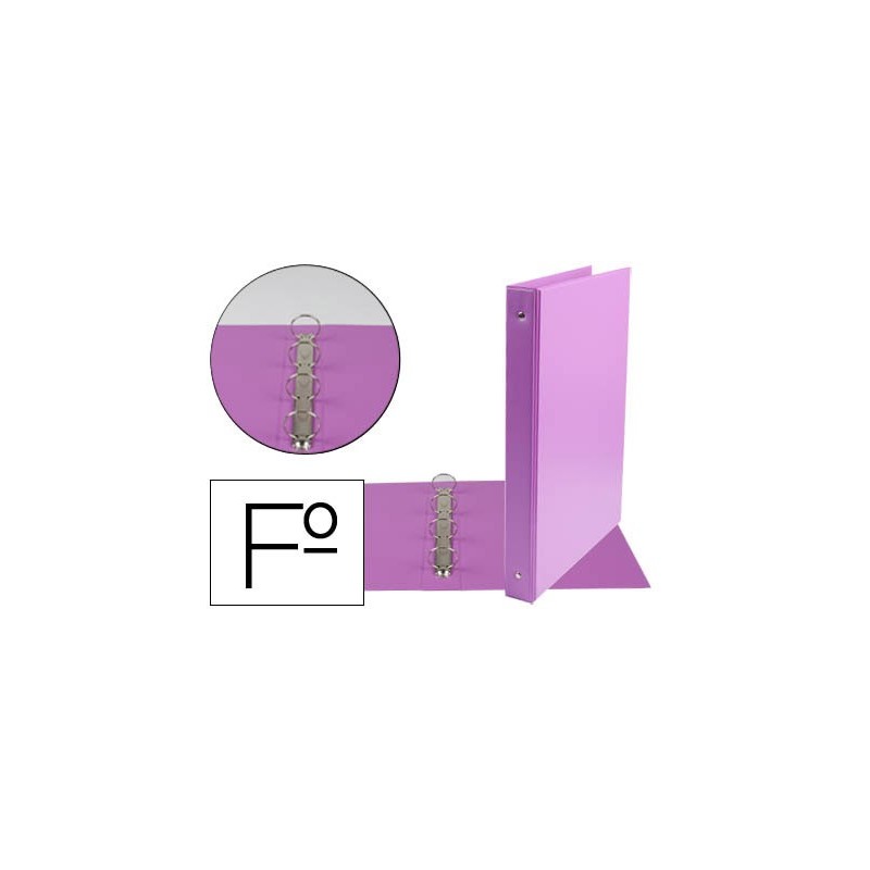 Carpeta liderpapel 4 anillas 25 mm redondas plastico folio color lila