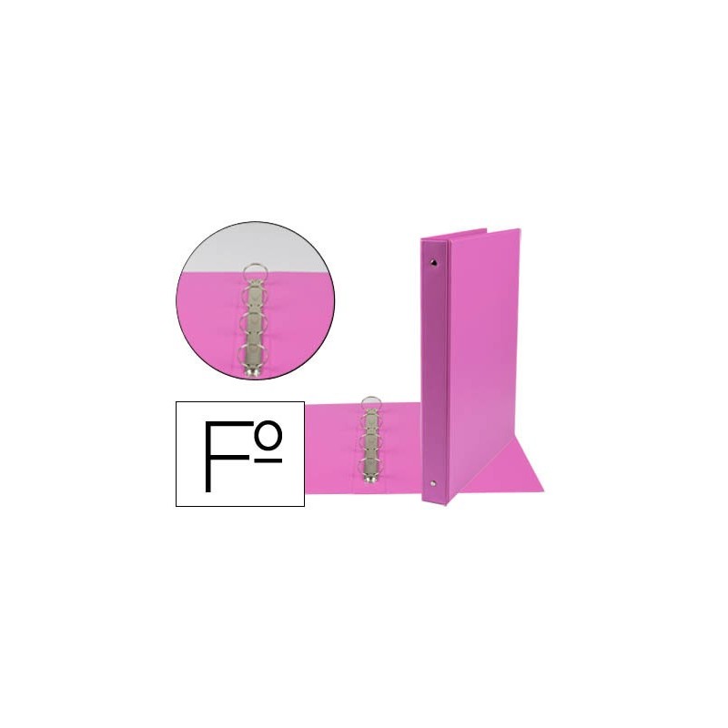 Carpeta liderpapel 4 anillas 25 mm redondas plastico folio color fucsia
