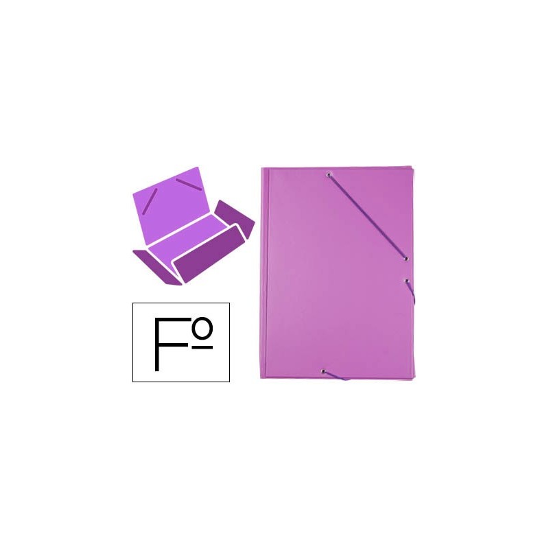 Carpeta liderpapel gomas plastico folio solapas color lila