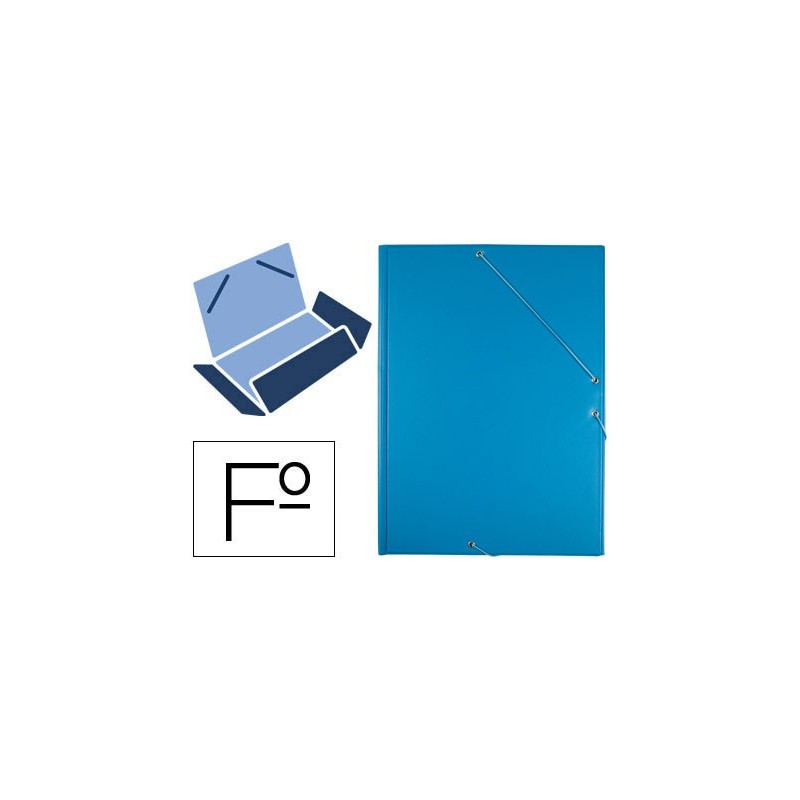 Carpeta liderpapel gomas plastico folio solapas color celeste