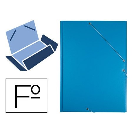 Carpeta liderpapel gomas plastico folio solapas color celeste