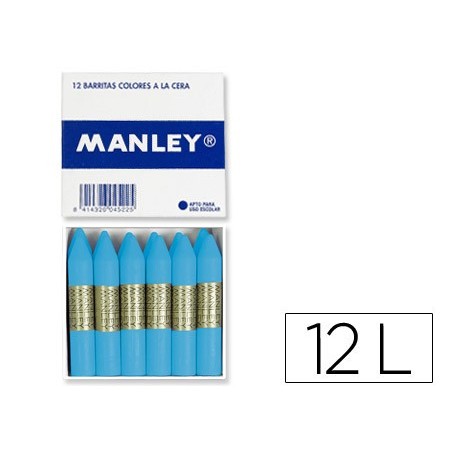 Lapices cera manley unicolor celeste claro n.41 caja de 12 unidades