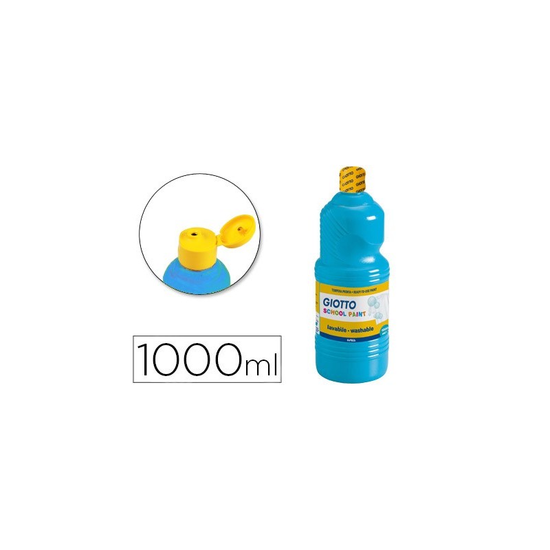 Tempera liquida giotto escolar lavable 1000 ml azul cyan
