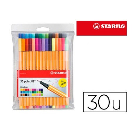 Rotulador stabilo point 88 colores neon estuche 255 unidades