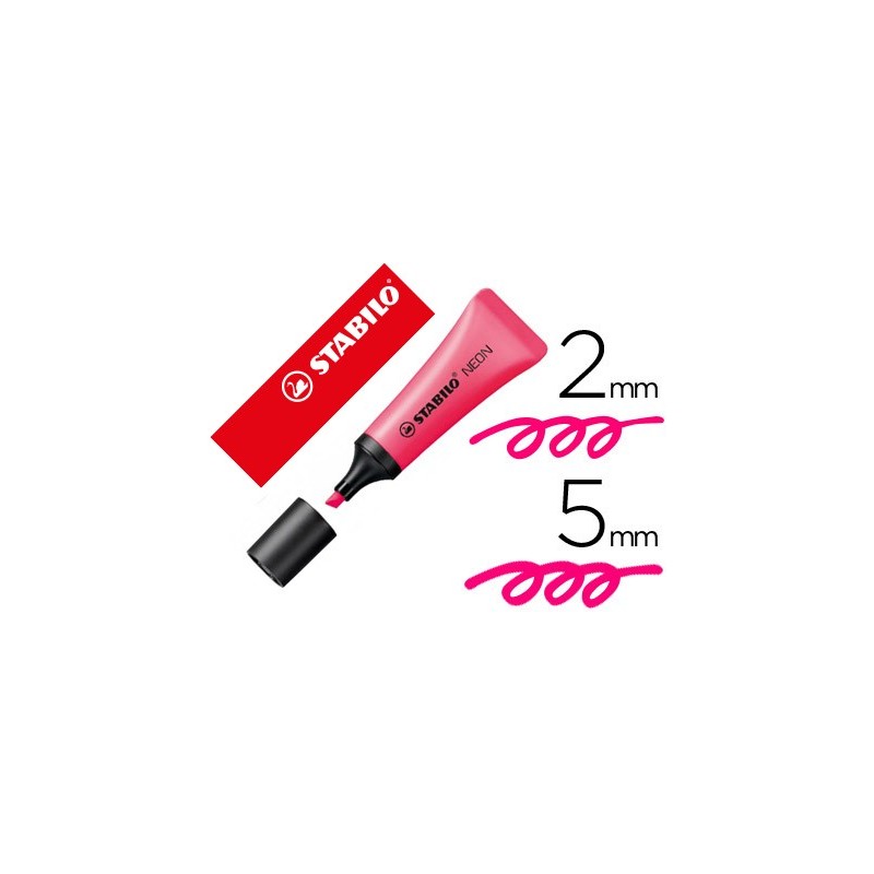 Rotulador stabilo fluorescente 72 rosa neon