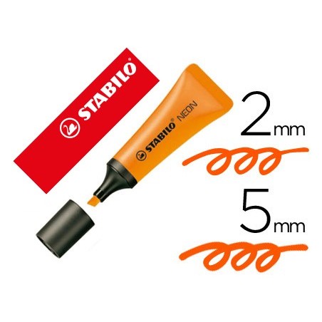 Rotulador stabilo fluorescente 72 naranja neon
