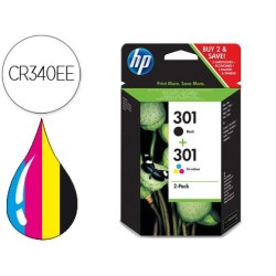 Ink jet hp 301 pack con tinta negra y tinta tricolor 1000/1001 3000/ 3050/3050se/3050ve 1050a/2050a/2054a/3050a