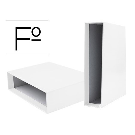Caja archivador liderpapel de palanca carton folio documenta lomo 75mm color blanca