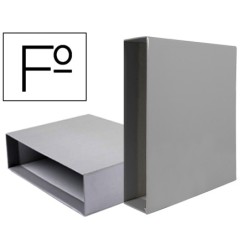 Caja archivador liderpapel de palanca carton folio documenta lomo 75mm color gris