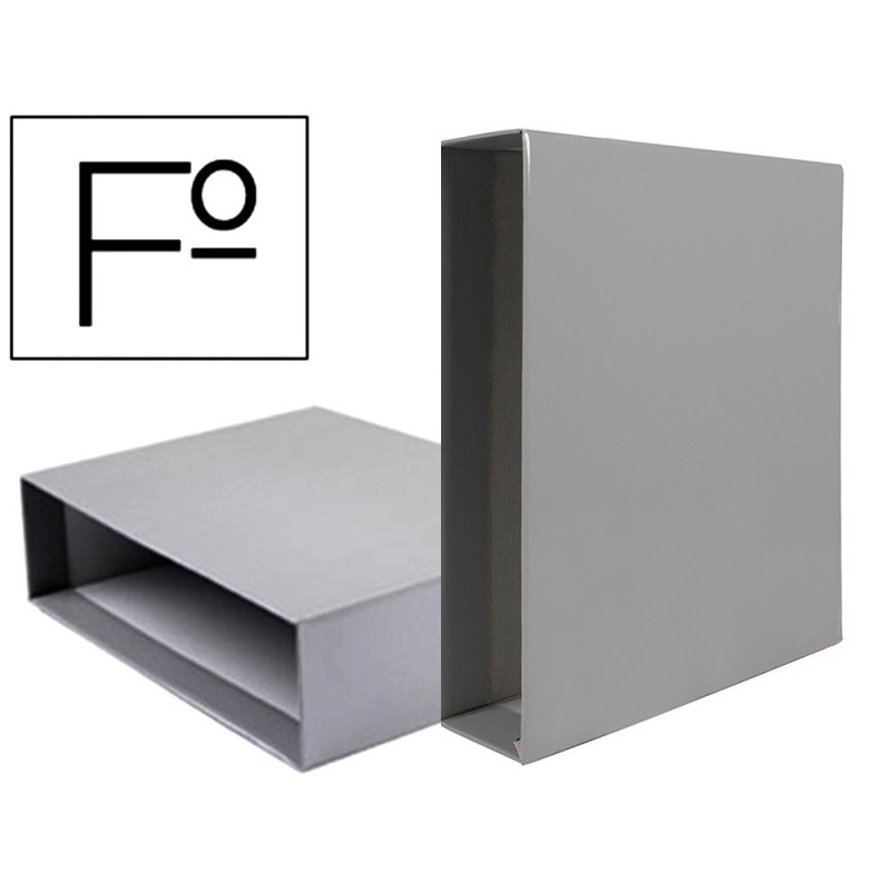 Caja archivador liderpapel de palanca carton folio documenta lomo 75mm color gris