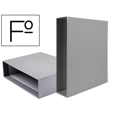 Caja archivador liderpapel de palanca carton folio documenta lomo 75mm color gris