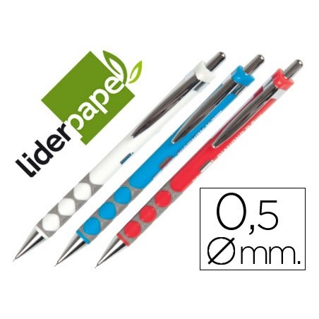 Portaminas liderpapel diamond 0,5 mm con goma y sujecion soft colores surtidos