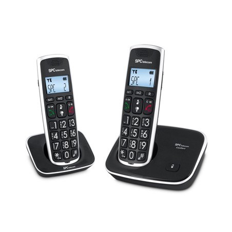 Telefono inalambrico spc duo telecom 7609-n color negro identificador de llamadas agenda pantalla