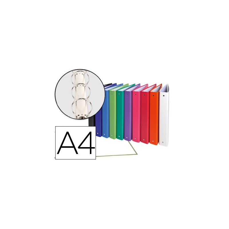 Carpeta de 4 anillas 30mm redondas exacompta a4 carton forrado colores surtidos
