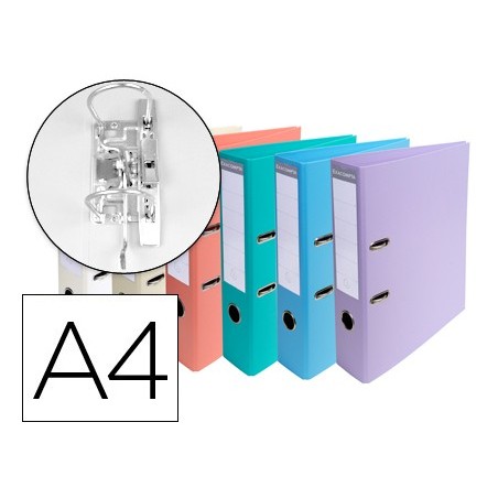 Archivador de palanca exacompta carton forrado pvc din a4 colores pasteles surtidos lomo 70 mm con