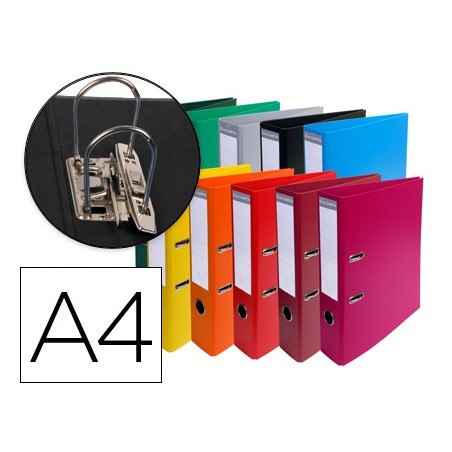 Archivador de palanca exacompta carton forrado pvc din a4 colores surtidos lomo 70 mm con compresor