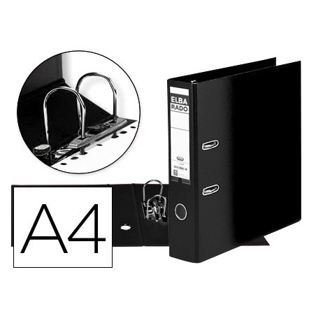 Archivador de palanca elba carton forrado din a4 negro lomo de 80 mm rado