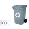 Papelera contenedor q-connect plastico gris para desechos en general 100 l con tapa y ruedas 750x470x370 mm