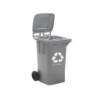 Papelera contenedor q-connect plastico gris para desechos en general 100 l con tapa y ruedas 750x470x370 mm