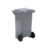 Papelera contenedor q-connect plastico gris para desechos en general 100 l con tapa y ruedas 750x470x370 mm