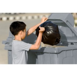 Papelera contenedor q-connect plastico gris para desechos en general 100 l con tapa y ruedas 750x470x370 mm
