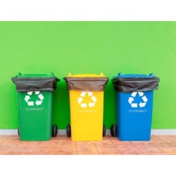 Papelera contenedor q-connect plastico gris para desechos en general 100 l con tapa y ruedas 750x470x370 mm