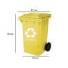 Papelera contenedor q-connect plastico amarillo para plasticos y envases metalicos 100l con tapa y ruedas 750x470x370 mm
