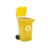 Papelera contenedor q-connect plastico amarillo para plasticos y envases metalicos 100l con tapa y ruedas 750x470x370 mm