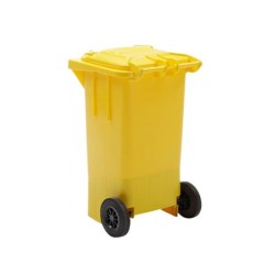Papelera contenedor q-connect plastico amarillo para plasticos y envases metalicos 100l con tapa y ruedas 750x470x370 mm