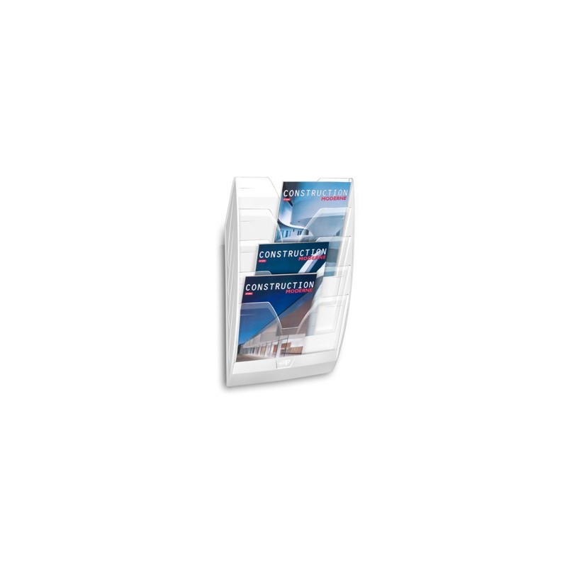 Expositor mural cep de pared con 5 compartimentos transparente y blanco 580x122x350mm